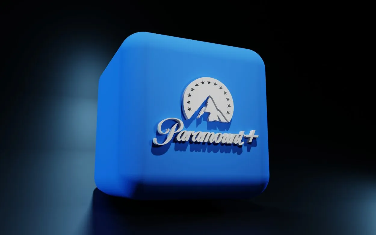 Paramount logo on a blue colored cube
