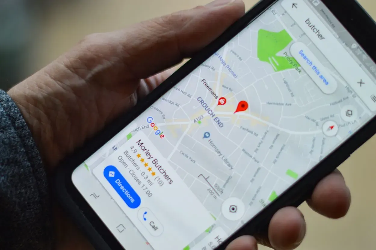 Phone showing Google Maps