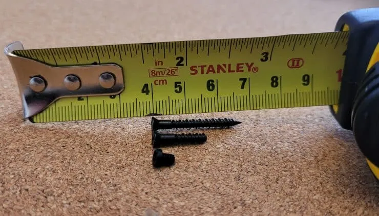 A closer look at the size of all three Ring doorbell screw types