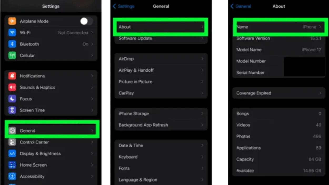 Settings interface