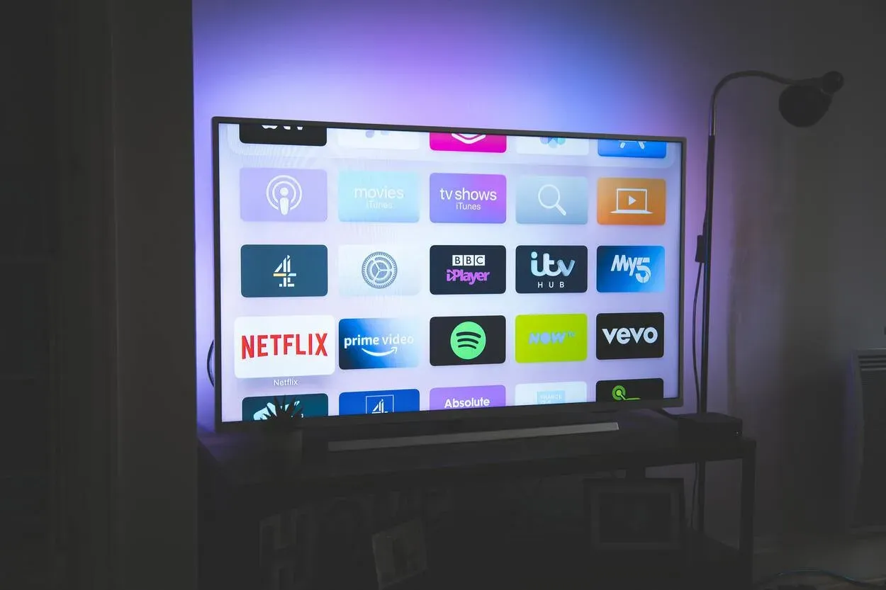 Smart TV with streaming services displaying.