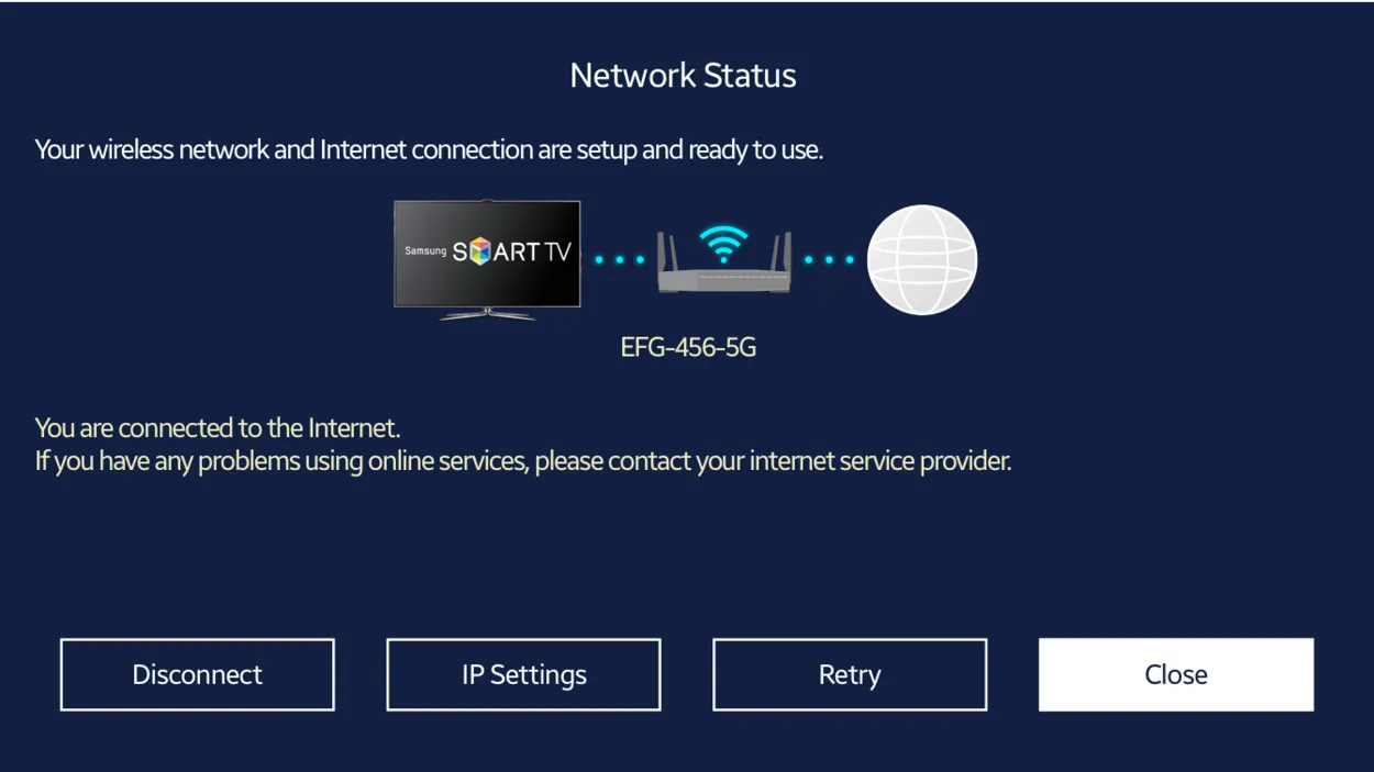Κατάσταση δικτύου στην τηλεόραση της Samsung