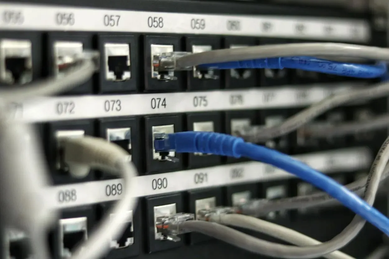 Multiple ethernet cables connected to different ethernet ports.