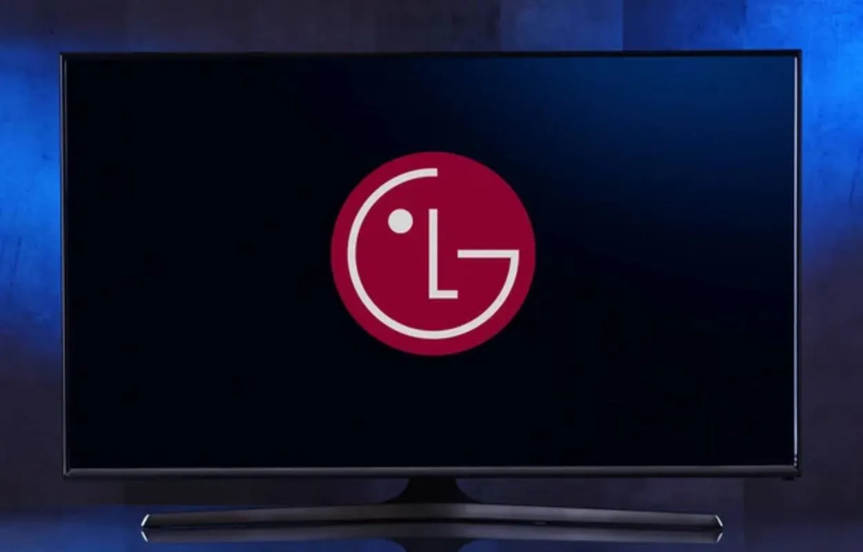 LG TV with its logo in the center of the screen.